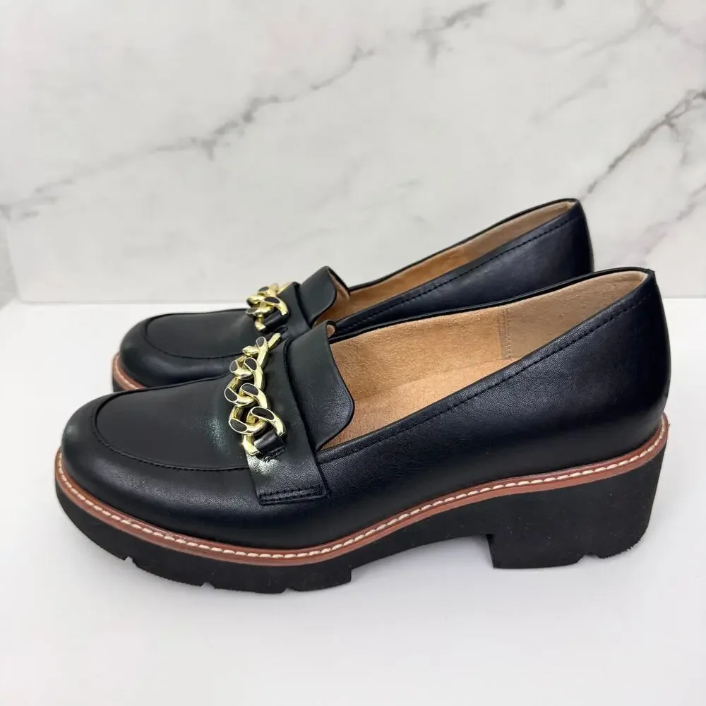Naturalizer Womens Desi Loafer Shoe Size 9.5 Cushioned Leather Lug Black